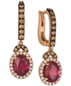 Le Vian Raspberry Rhodolite (2-3/4 Ct. T.w.) & Diamond (3/4 Ct. T.w.) Drop Earrings In 14k Rose Gold
