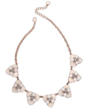 Charter Club Rose Gold-tone Crystal & Stone Cluster Statement Necklace, 17 + 2 Extender, Created For Macy's