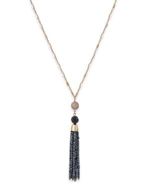 Charter Club Gold-tone Crystal Fireball And Beaded Tassel Lariat Necklace, Only At Macy's