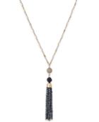 Charter Club Gold-tone Crystal Fireball And Beaded Tassel Lariat Necklace, Only At Macy's