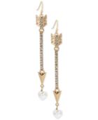 Betsey Johnson Gold-tone Pave Arrow And Heart Linear Drop Earrings