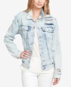 Jessica Simpson Cotton Embroidered Denim Trucker Jacket