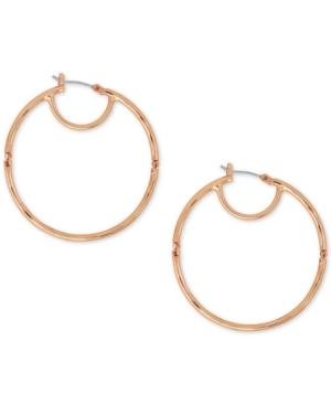 Lucky Brand Rose Gold-tone Hinged Hoop Earrings