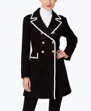 Inc International Concepts Petite Piped Double-breasted Coat, Only At Macy's