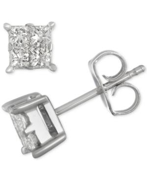 Diamond Quad Cluster Stud Earrings (1/2 Ct. T.w.) In 14k White Gold