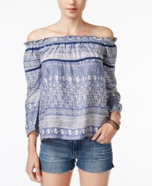 Roxy Juniors' Beach Fossil Printed Off-the-shoulder Top