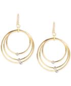 Touch Of Silver Gold-plated Crystal Triple Gypsy Hoop Earrings