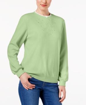 Alfred Dunner Embroidered Fleece Sweatshirt