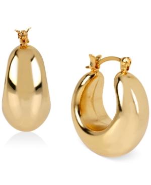 Hint Of Gold Wide Hoop Earrings In 14k Gold Over Sterling Silver