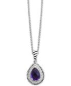 Effy Amethyst (1-3/4 Ct. T.w.) & White Sapphire (1/3 Ct. T.w.) Teardrop Pendant Necklace In Sterling Silver