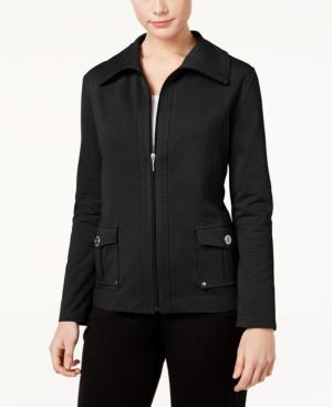 Karen Scott Zippered Wing-collar Active Jacket, Only At Macy's