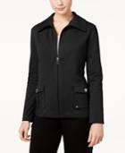 Karen Scott Zippered Wing-collar Active Jacket, Only At Macy's