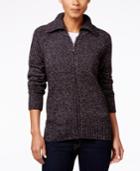 Karen Scott Marled Zip-front Cardigan, Only At Macy's