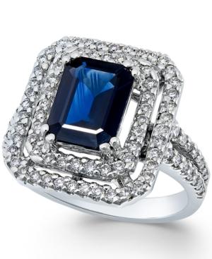 Sapphire (9/10 Ct. T.w.) And Diamond (5/8 Ct. T.w.) Ring In 14k White Gold