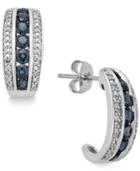 Sapphire (1-1/5 Ct. T.w.) And Diamond (1/10 Ct. T.w.) Earrings In 14k White Gold-plated Sterling Silver