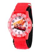 Disney Cars 3 Lightning Mcqueen Boys' Red Plastic Time Teacher Watch