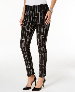 Alfani Petite Printed Pull-on Slim Pants, Only At Macy's