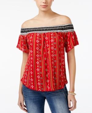 American Rag Printed Off-the-shoulder Top, Only At Macy's