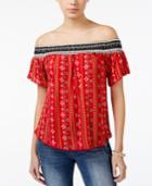 American Rag Printed Off-the-shoulder Top, Only At Macy's
