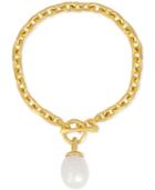 Majorica Gold-tone Baroque Imitation Pearl Charm Bracelet