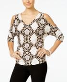 Inc International Concepts Printed Cold-shoulder Blouse, Only At Macy's