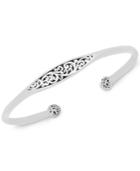 Lois Hill Scroll Center And Ball Edged Cuff Bangle Bracelet In Sterling Silver