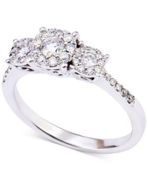 Diamond Triple Halo Cluster Ring (1/2 Ct. T.w.) In 14k White Gold