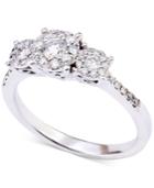 Diamond Triple Halo Cluster Ring (1/2 Ct. T.w.) In 14k White Gold