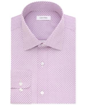 Calvin Klein Steel Men's Classic/regular Fit Non-iron Performance Purple Print Dress Shirt