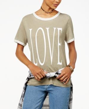 Rebellious One Juniors' Love Graphic Ringer T-shirt