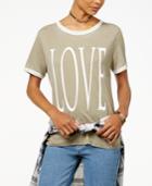 Rebellious One Juniors' Love Graphic Ringer T-shirt