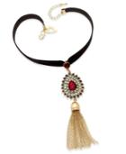 Thalia Sodi Gold-tone Velvet Tassel Choker Necklace, Only At Macy's