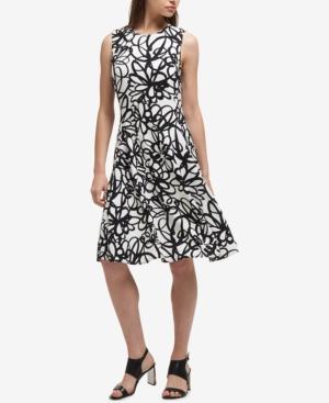 Dkny Floral-print Fit & Flare Dress, Created For Macy's