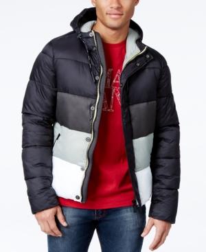 Armani Jeans Colorblock Puffer Coat With Hood