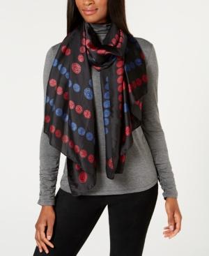 Dkny Subway Token Logo Oversized Satin Scarf, Created For Macy's