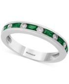 Bridal By Effy Sapphire (5/8 Ct. T.w.) & Diamond (1/6 Ct. T.w.) Band In 18k White Gold (also Available In Emerald Or Ruby)