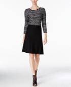 Nine West Sequined Marled A-line Sweater Dress