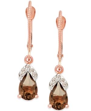 Smokey Quartz (3/4 Ct. T.w.) Diamond Accent Earrings In 14k Rose Gold