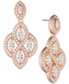 Anne Klein Rose Gold-tone Marquise Crystal And Pave Chandelier Earrings