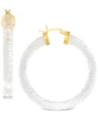 Simone I. Smith Lucite Textured Hoop Earrings In 18k Gold Over Sterling Silver