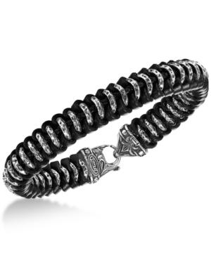 Scott Kay Men's Woven Leather Bracelet In Sterling Silver