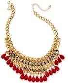 Thalia Sodi Gold-tone Stone & Crystal Multi-layer Statement Necklace, 17 + 3 Extender, Created For Macy's