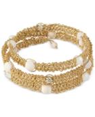 M. Haskell For Inc Gold-tone Woven White Beaded And Crystal Coil Wrap Bracelet, Only At Macy's