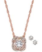 Charter Club Rose Gold-tone Crystal Knot Necklace And Earrings