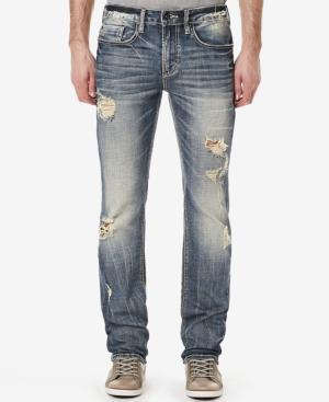 Buffalo David Bitton Men's Six-x Distressed Slim Straight Fit Stretch Jeans
