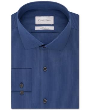 Calvin Klein Platinum Slim-fit Deep Blue Stripe Dress Shirt
