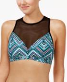 Go By Gossip Solar Geometric-print High-neck Bikini Top Women's Swimsuit