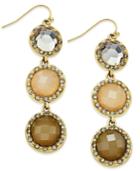 Inc International Concepts Gold-tone Stone And Crystal Halo Triple Drop Earrings, Only At Macy's