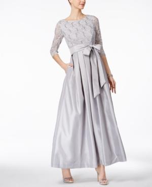 Jessica Howard Pleated Lace A-line Gown