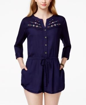 Roxy Juniors' Tightrope Embroidered Button-front Romper